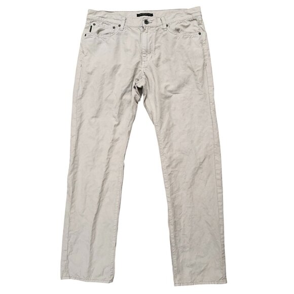 John Varvatos Pants Mens 34 Authentic Classic Straight Linen Cotton Blend Beige - Picture 1 of 8